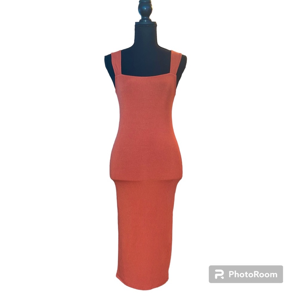 FOREVER 21 Women’s Orange Ribbed Midi Dress Size S